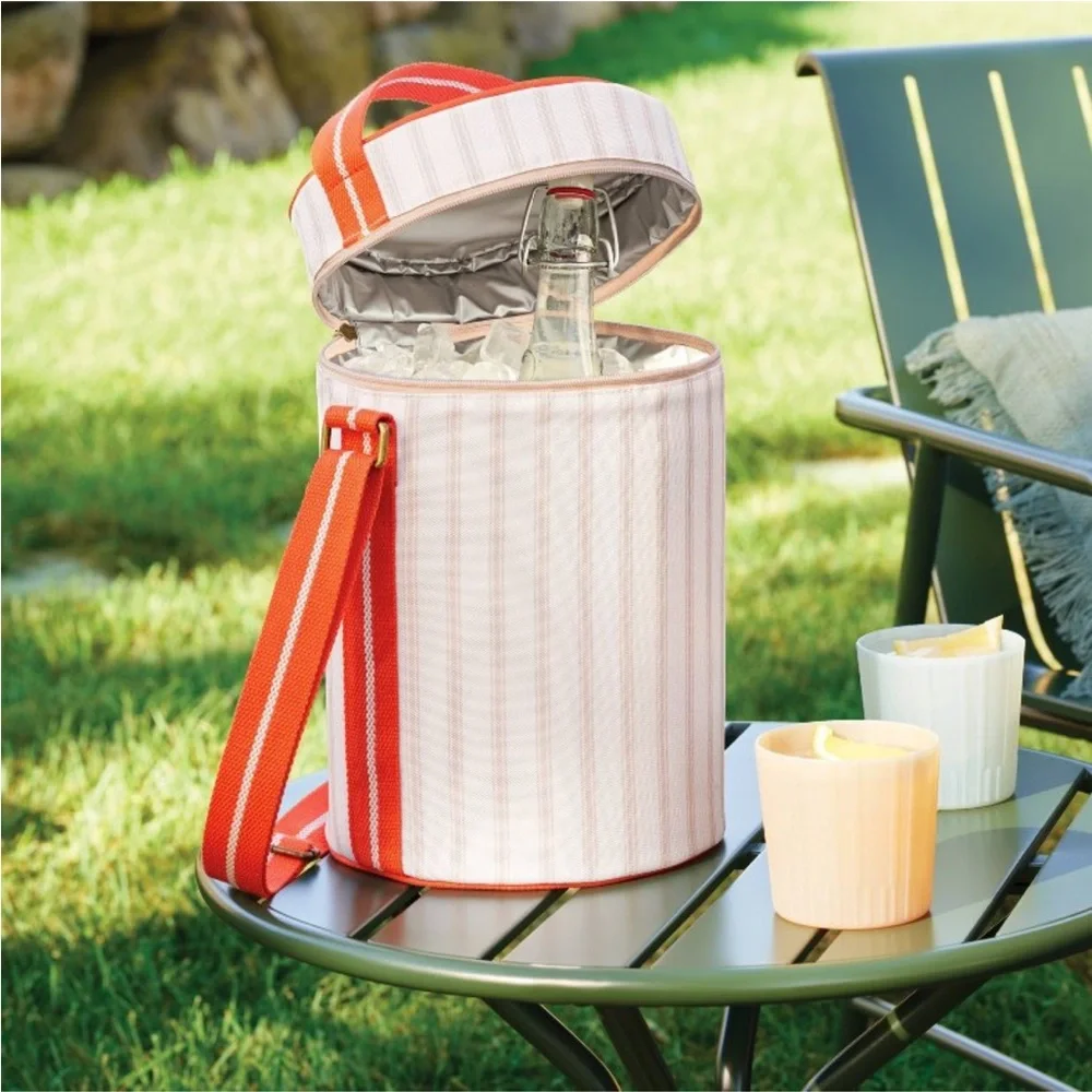 Soft-Sided 10can/6qt Portable Barrel Bag Cooler Coral/Orange - Hearth & Hand™